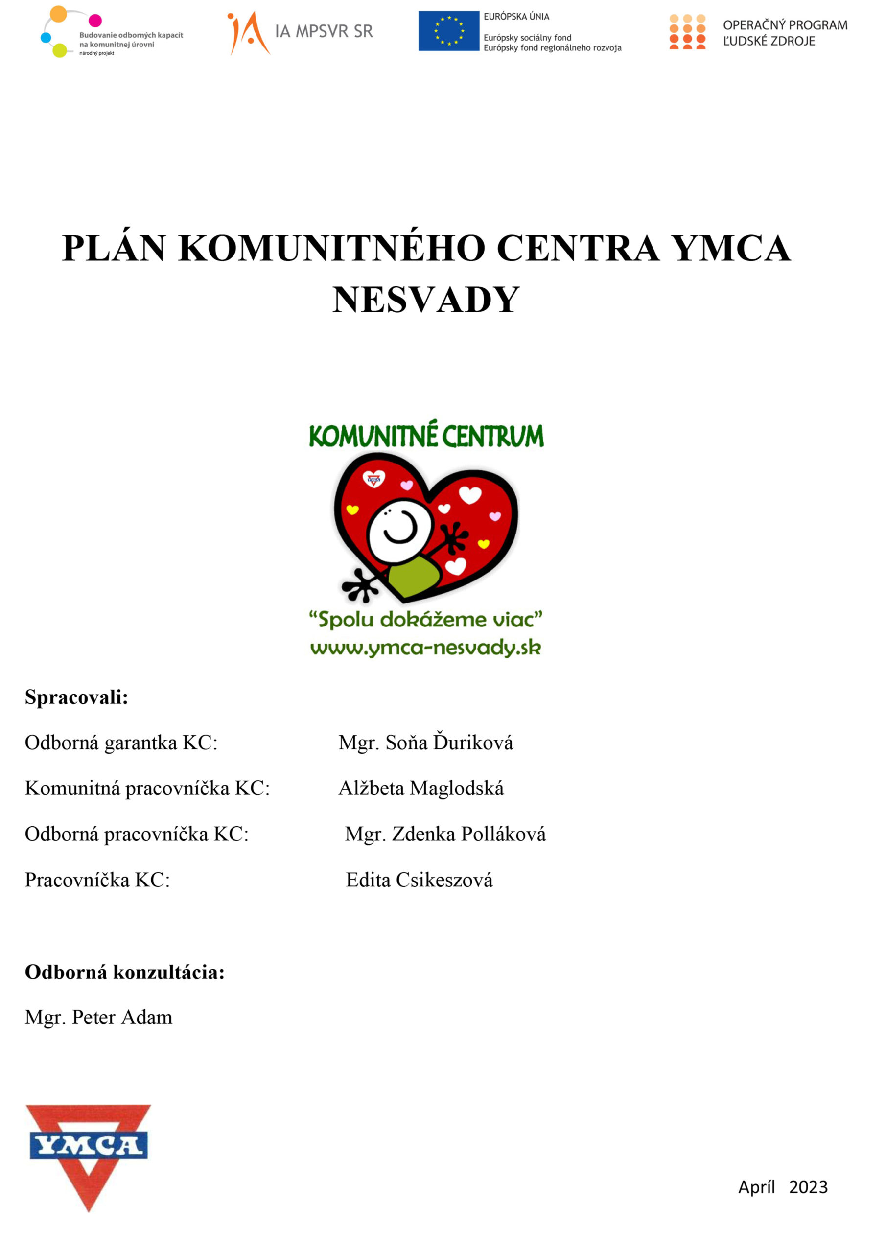 Plán Komunitného centra YMCA Nesvady-2023